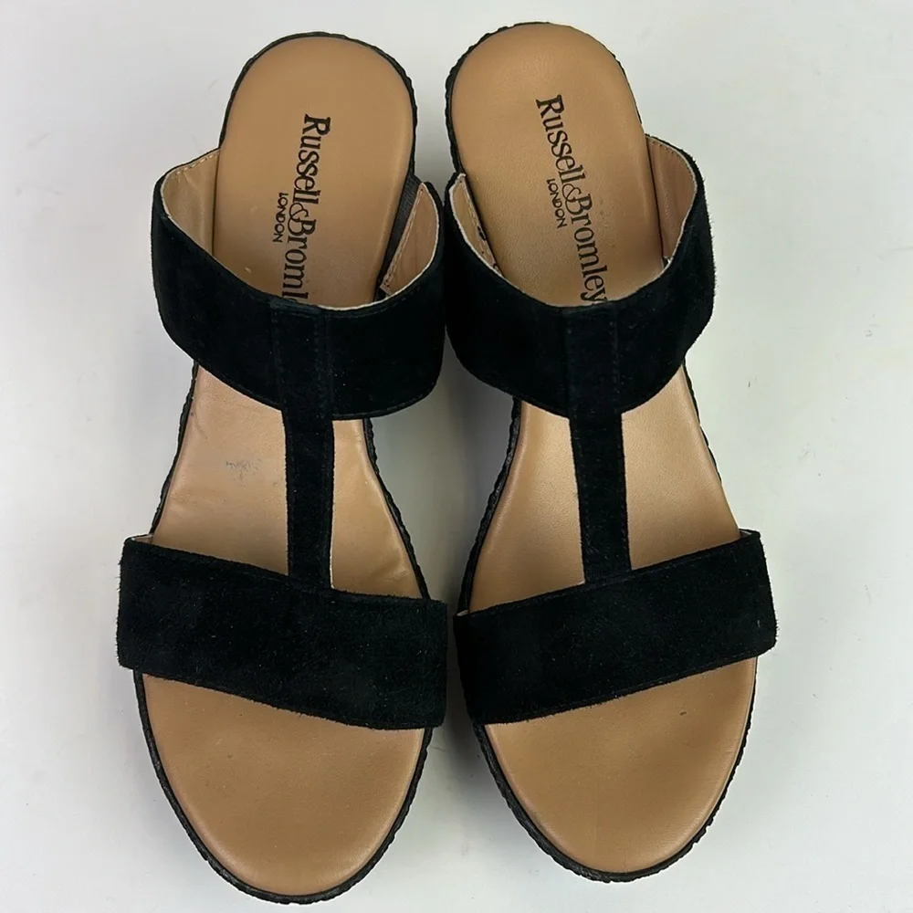 Russell & Bromley London Moddep Black Espadrille Wedge Sandals